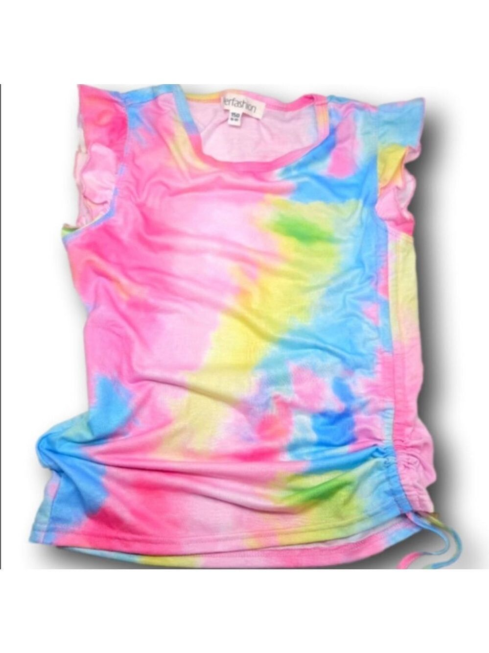 Girls Perfashian Tie-Dye Short Sleeve Tee Size 10 Pink Blue